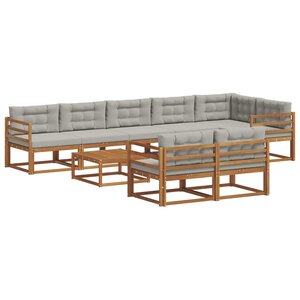 vidaXL Ensemble de canapés d'extérieur 9 Pièces Naturel et gris clair