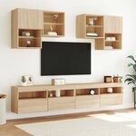 vidaXL Meuble TV mural avec lumières LED chêne sonoma 100x30x40 cm