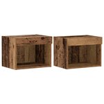 Étagère flottante vidaXL 2 Pièces Vieux bois 40x28.5x40 cm Bois d'ingénierie