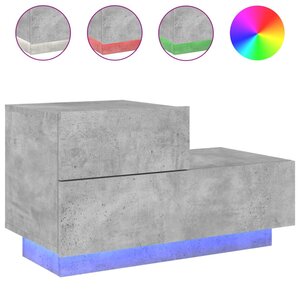 vidaXL Table de chevet avec lumières LED gris béton 70x36x40 5 cm