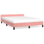 vidaXL Cadre de lit et tête de lit sans matelas rose 140x190cm velours