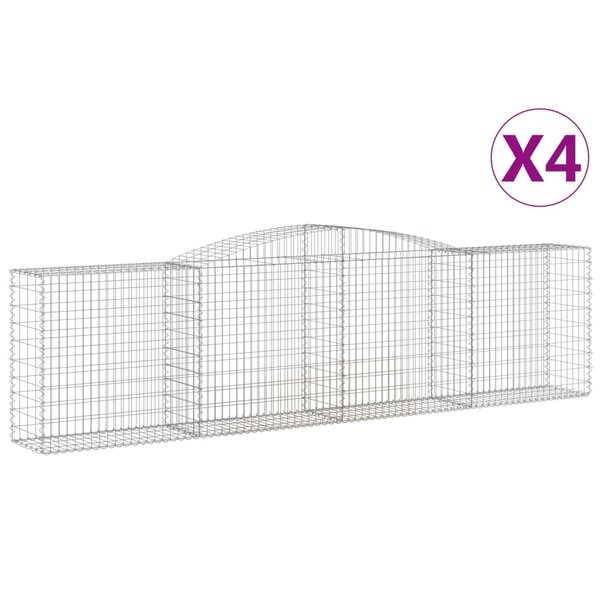 vidaXL Paniers à gabions arqués 4 Pièces 400x50x100/120 cm Fer galvanisé