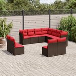 vidaXL Salon de jardin et coussins 11 Pièces marron résine tressée