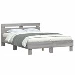 vidaXL Cadre de lit sans matelas sonoma gris 135x190 cm