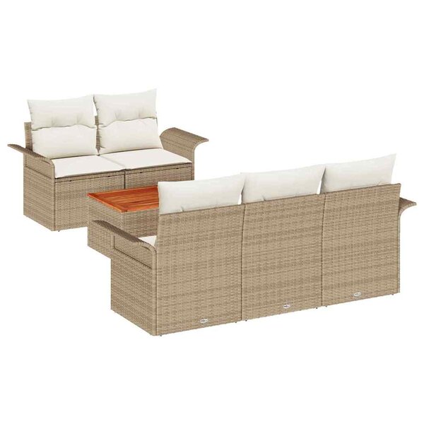 vidaXL Ensemble de canapé de jardin avec coussin 6 Pièces Beige et crème
