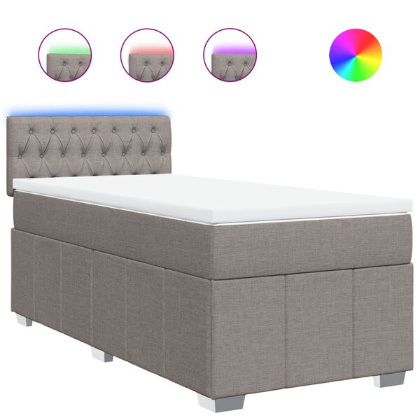 vidaXL Sommier à lattes de lit avec matelas Taupe 80x200 cm Tissu