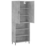 vidaXL Buffet haut Gris béton 69 5x34x180 cm Bois d'ingénierie