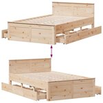 vidaXL Cadre de lit sans matelas avec tête de lit 120x200 cm bois pin