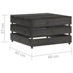 Vidaxl salon de jardin 12 pièces avec coussins bois imprégné de gris