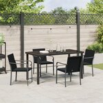 Ensemble de jardin 5 pièces avec coussins en rotin noir