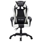 vidaXL Fauteuil de jeux vidéo avec LED RVB Blanc et noir Similicuir