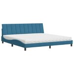 vidaXL Lit avec matelas bleu 200x200 cm velours