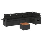 vidaXL Salon de jardin 7 Pièces avec coussins noir résine tressée