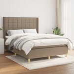 vidaXL Sommier à lattes de lit avec matelas Taupe 140x200 cm Tissu