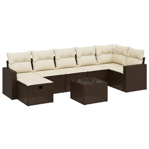 vidaXL Salon de jardin 8 Pièces avec coussins marron résine tressée