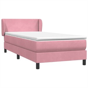 vidaXL Sommier à lattes de lit avec matelas rose 100x220 cm velours