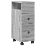 vidaXL Meuble étroit de salle de bain à roulettes sonoma gris