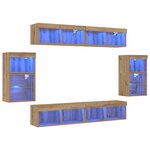 vidaXL Jeu de 8 meubles TV avec éclairage en chêne artisan et bois d'ingénierie