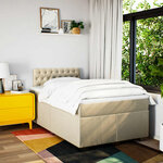 vidaXL Sommier à lattes de lit avec matelas Crème 120x200 cm Tissu