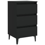 vidaXL Tables de chevet avec pieds en métal 2 Pièces Noir 40x35x69 cm