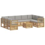 vidaXL Ensemble de canapés d'extérieur 10 pc Blanc et gris clair