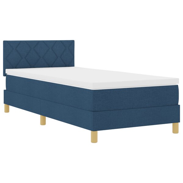 vidaXL Lit avec Sommier avec Matelas Bleu 100x200 cm Tissu
