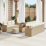 vidaXL Ensemble de canapé de jardin 10 Pièces Beige Poly rotin