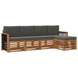 vidaXL Ensemble de canapés d'extérieur 5 Pièces Naturel et Anthracite