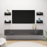 vidaXL Étagères murales 4 Pièces Gris brillant 40x11 5x18 cm