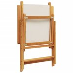 vidaXL Chaises de jardin lot de 2 blanc crème bois acacia massif tissu