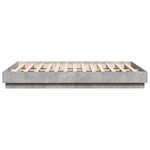 vidaXL Cadre de lit avec LED sans matelas gris béton 135x190 cm