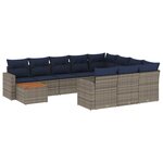 vidaXL Salon de jardin 11 Pièces avec coussins gris résine tressée