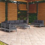 vidaXL Salon de jardin 9 Pièces avec coussins bois de pin massif