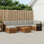 vidaXL Ensemble de canapés d'extérieur 7 Pièces Naturel et gris clair