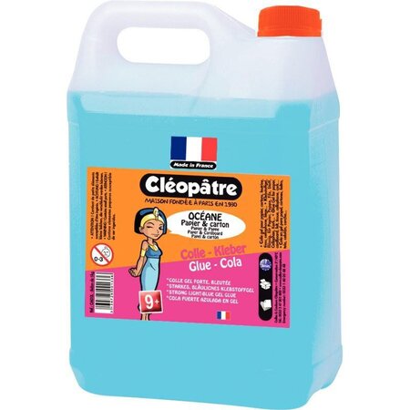 CLEOPATRE Colle synthétique transparente - colle bleue Océane - Bidon de 5 litres