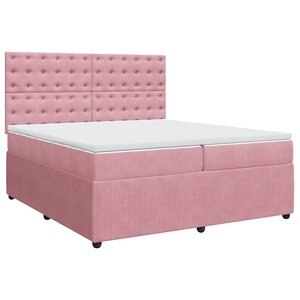 vidaXL Sommier à lattes de lit avec matelas Rose 200x200 cm Velours