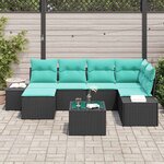 vidaXL Ensemble de canapé de jardin 6 Pièces Noir et turquoise polyrotin
