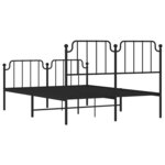 vidaXL Cadre de lit métal sans matelas avec pied de lit noir 150x200cm