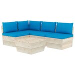 vidaXL Salon de jardin palette 5 Pièces avec coussins bois d'épicéa
