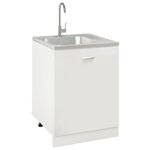 vidaXL Jeu d'évier de cuisine et égouttoir argenté 600x600x155 mm inox