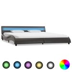 vidaXL Cadre de lit avec LED Gris Similicuir 180 x 200 cm