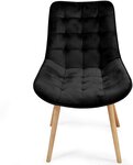 Lot de 2 chaises de salon salle à manger pied en bois et velours noir 01_0000729