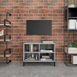 vidaXL Meuble TV avec pieds en métal Sonoma gris 69 5x30x50 cm