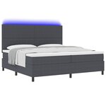 vidaXL Lit à ressort LED Gris foncé et blanc 200 x 200 cm