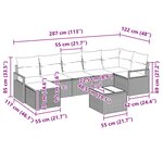 vidaXL Ensemble de Canapés avec coussin 8 Pièces Gris polyrotin