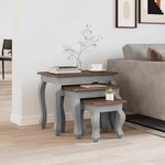 vidaXL Ensemble de tables gigognes 3 Pièces bois d'acajou massif