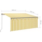 vidaXL Auvent manuel rétractable avec store LED 3x2 5 m Jaune et blanc