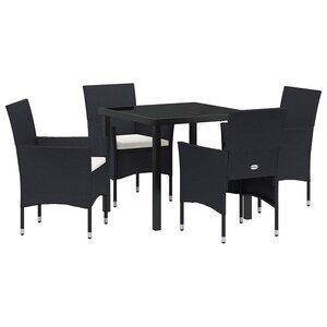 vidaXL Ensemble de salle à manger pour jardin 5 Pièces Noir Poly rotin