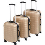 Tectake set de 3 valises trolley rigides - champagne
