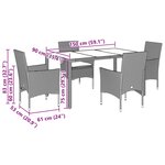 vidaXL Ensemble à manger de jardin et coussins 7 Pièces noir rotin acacia